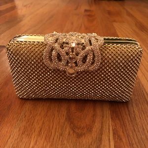 Gold crystal clutch